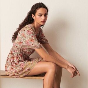 Ba&sh Valia Mini Dress Floral V-Neck XS Romantic